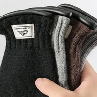 Zimske rukavice od muškaraca sa funkcijom zaslona osjetljivim na dodir, pleteni dizajn za hladno vrijeme na otvorenom skijanje i biciklizam l crna