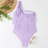 Dahich Žene Ruched mrmiranje Jedan kupaći kostim Tummy Control Vintage Kupanje Oprema Purple XL