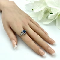 2. Carat Royal Blue Art Deco Dizajn Antique Style Sterling Silver Lab Sapphire Prsten # 774Z