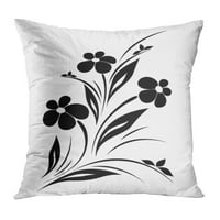 Crni cvjetni uzorak na silueti cvjetni opružni list apstraktni jastučni jastučni jastuk