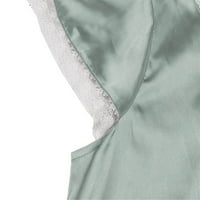 Lolmot Ženski kratki rukav V izrez Solidna boja Satin čipka domaćom kućnom odjećom PAJAMAS LONG haljina