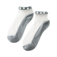 Prozračne tanke čarape prozirna čipka sa bisernim pamučnim čarapama Nylon D1C5