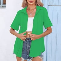 Žene kratkih rukava V izrez Plain Loot Fit vrhovi Ljeto ponude Ljetne majice Ležerne prilike Labavi trendi plus veličina Bluze Green XXXL