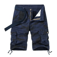 Na čišćenju muške pamučne pamučne hlače Classic opušteno fit multi-džepne kratke hlače, casual vojne
