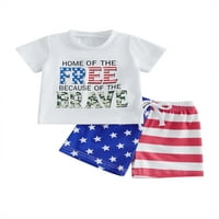 Dan nezavisnosti Ljeto Toddler Baby Boys Odjeća za odjeću Pismo Ispis majica kratkih rukava + kratke