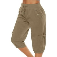 Ženske kapi hlače, elastične hlače dužine struka sa džepovima