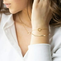 Rush ženska osjetljiva zlatna narukvica, podesiva slojevljena narukvica, ovalni lanac Zlatna narukvica Ženski nakit S3020