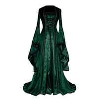Fartey Žene srednjovjekovne renesansne kostimi Plus size Long Bell rukava Maxi Haljine Vintage Drop struk Princess Party haljina, S-5XL