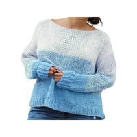 Ženski baggy casual dugi rukav gradijent pleteni džemper pulover Jumper pletiva