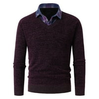 Jsaierl Polo džemperi za muškarce Knit Revel Solid Dugme Woolen Top dugih rukava i zimski pulover džemper