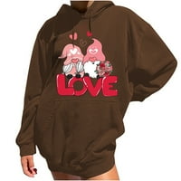 Rollbacks Valentinene majice za žene majica s dugim rukavima Valentine Cute ELF grafički tisak Crewneck