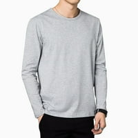 Mens casual tanki posadni vrat pulover dugih rukava mišića majica majica za bluzu svijetlo siva l
