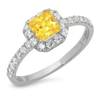 1.23ct princeza rez žuti prirodni citir 18k Bijelo zlato ugraviranje izjava svadbeni godišnjica Angažman vjenčanje halo prstena veličine 5,25