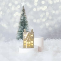 SUNISERY CINSKI DECORACIJE Mini keramičke božićne kuće Snjegović ukrasi za stolove sa LED svjetionicom za odmor za odmor