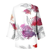 Košulja s dugim rukavima od apefal za žene cvjetni print Crewneck Duksev povremena haljina bluza plus veličine vrhova ljubičasta 5xl