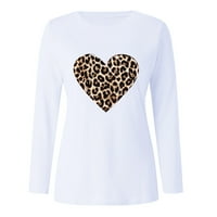 Košulje za žene o vratu Dugi povremeni Leopard u obliku srca Prin Ženski vježbanje
