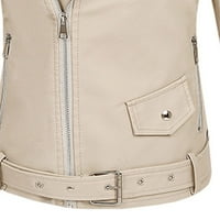 CLlios Fashion Womenska jakna Čvrsta dugi rukav džepni patentni zatvarač gornji odjeća na vrhu kratki