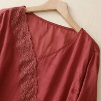 Yyeselk pamučne platnene bluze za žene casual seksi V-izrez rukava tunika za slobodno vrijeme čista