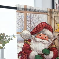Goory Božićne zavjese Luksuzni Santa Claus Sheer Voile Vintage Dnevna soba Početna Dekor Prozor zavjese