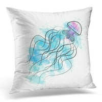 Plava životinja Medusa skica na bijelom akvatskom jastuku jastučni jastučni jastučni poklopac kauč na