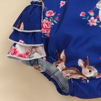 Penkaiy Baby Easter Ležerne modne bodice Dječji kaiš za bebe čipke zečje print bodi dječje dijete i igraju pidžamu 9-mjeseci plave na klirensu