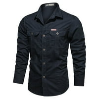 Majica za muškarce up majica Slim Fit džepni dugih rukava s dugim rukavima Bluze Bluze Solid Oxford