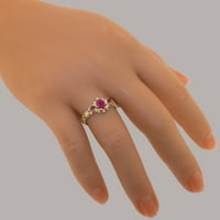 Britanska napravljena klasična čvrsta 14k ružičasto zlato prirodno rubin ženski godišnjički prsten - veličine opcije - veličine 5,25