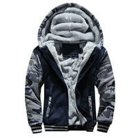 Zimska plišana jakna za pljuskove s kapuljačom za muškarce labavi mekani prozračni kaputi ulice dugih rukava za odmor na otvorenom tamno plava, 2xl