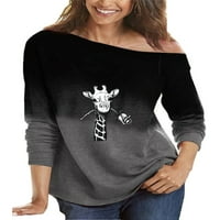 Ženska žirafa gradijentna majica dugih rukava modna casual bluza vrhovi