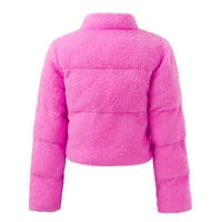 Ženski kaput krušni kaput čvrsta boja stojeći ovratnik krug vune dugih rukava topli plišana jakna za