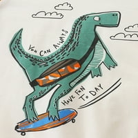 Glookwis Boy Crew Crt Dukserica labavi duks casual toplo pulover Dinosaurus Print dugih rukava Falls Yellow 3t