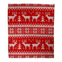 Bacajte pokrivače pletene jelene i tradicionalni skandinavski crveni bijeli džemper za božićnu toplu flanelu mekane pokrivače za kauč na razvlačenje