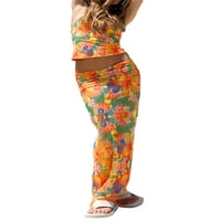 Treegren Žene Ljetne odjeće Šareni cvjetni bandeau bez rukava + dugačka suknja set y2k clubewear