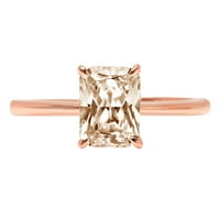 1.0ct zrače sa rezanim šampanjcama simulirani dijamant 14k ružičasti ružičasti zlato gravirajući godišnjicu Angažovanje vjenčanog prstena veličine 7.75