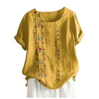 Ženski ljetni vrhovi Ženska bluza s kratkim rukavima, Ležerne prilike Custom košulje Crw Crt Yellow 2XL
