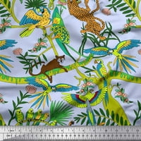 Grane tkanine Soimoi Rayon, papagaj i leopard džunglska tkanina od dvorišta široka
