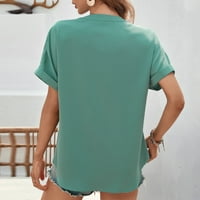 Žene vrh, ležerne moderske majice s kratkim rukavima s kratkim rukavima za svakodnevnu habanje Zelena L