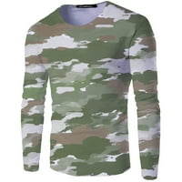 MENS majica s dugim rukavima kamuflažna otisnuta Crewneck Okrugli izrez TEE bluza Lagana muška majica