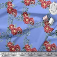 Soimoi Blue Rayon tkanina od lišća i božur cvjetni tiskani tkaninski dvorište širom