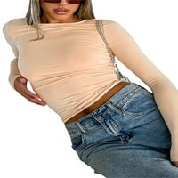 Ženska majica kratkih rukava ugrađena majica sa čvrstim bojama kratkih majica Ležerne prilike ljeto Slim Fit usjeva