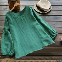 Beppter Womens Tops Clearence Ženske vrhove rukava O-izrez labava bluza TEE majica Gorna dugačka L Green