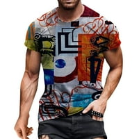 Yubnlvae T majice za muškarce majica 3D kolu TOP Ležerni odštampani izrez ljetna bluza kratki muški