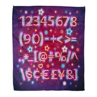 Flannel bacaje pokrivač užaren neonskim crvenim plavim brojevima i financijskim simbolima čini soft