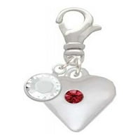 Delight nakit Silvertone Veliki januar - Maroon Crystal Heart - Silvertone snimka na šarmu sa jasnim kristalnim padom