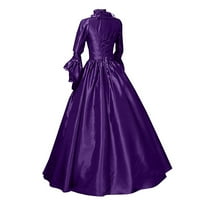 Haljine za čišćenje za žene ljetne vintage retro gotičke suknje s kapuljačom dugih rukava, haljina ljubičasta