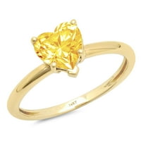 2.0ct srce od sunca žuti prirodni citrinski 14K žuti zlatni angažman prsten veličine 7,25