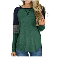 Jeseni tinejdžeri za žene modni okrugli vrat dugih rukava s dugim rukavima Ispis ležerne majice bluza vojska zelena xxl