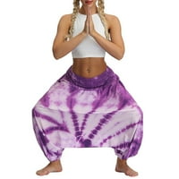 Ženske plus veličina joga hlača Lood široka noga udobni salon pidžamas hlače visoke strukske kostirane
