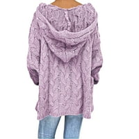 Džemper za žene Casual Jesen Zima Čvrsta boja džemper debeli navojni pulover V-izrez PURPLE XXXL
