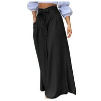 Ženske tople hlače Elegantne Split visoke pojaseve hlače za nogu visokog struka Ležerne prilike pune